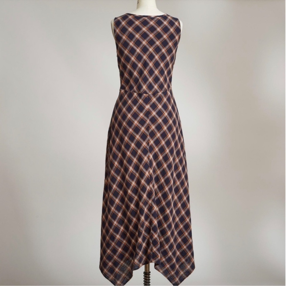 Sundance Town & County Dress Sleeveless Blue Plaid Bias Cut Asymmetrical Size 6 - Picture 3 of 14